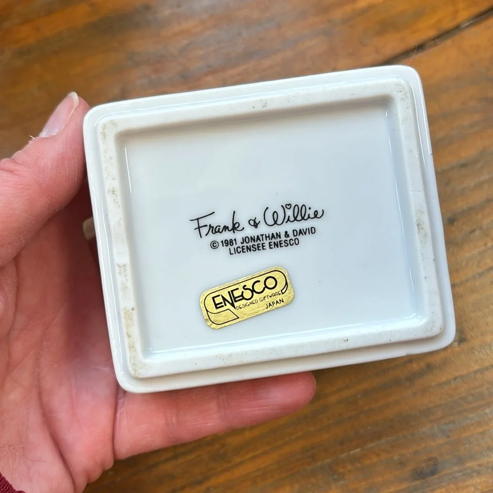 Vintage Enesco Frank & Willie funny trinket dish